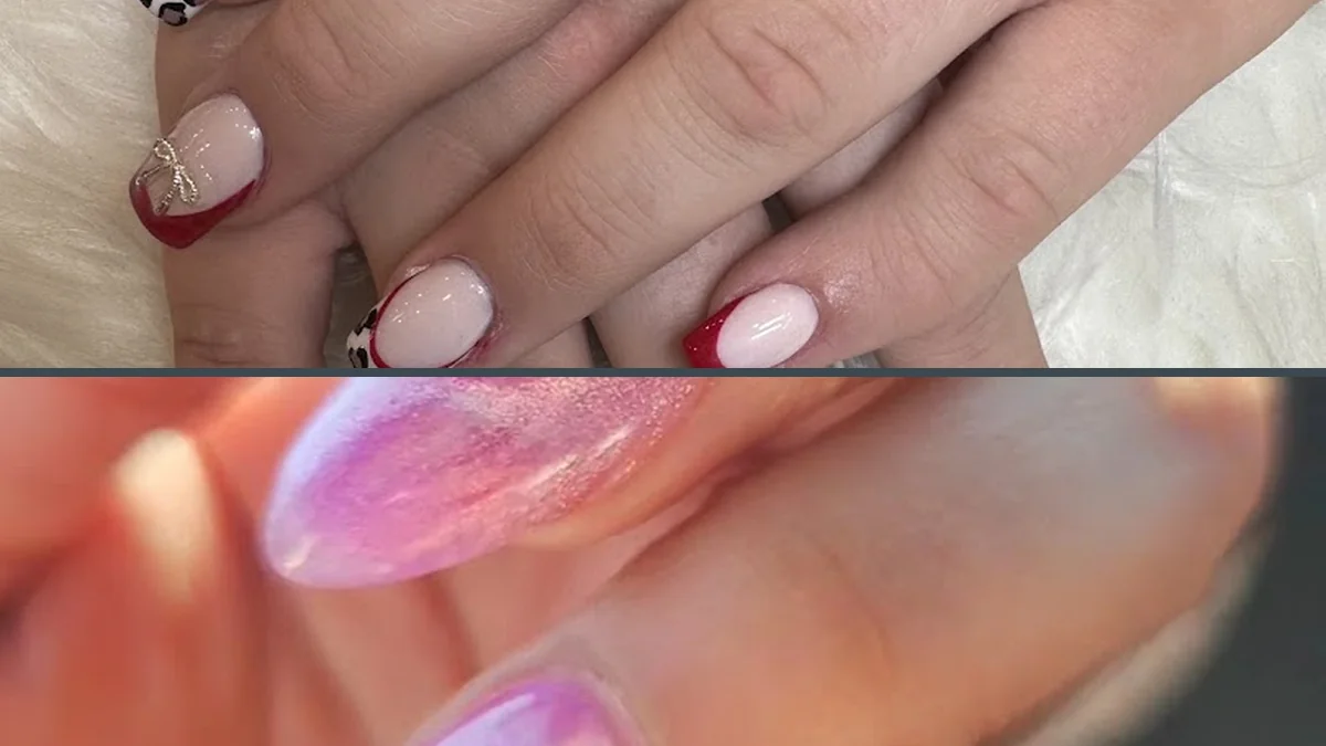 Display of gel, acrylic, and dipping nail services.